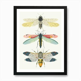 Colourful Insect Illustration Whitefly 5 Art Print