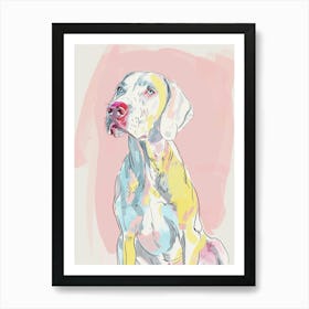 Weimaraner Dog Pastel Line Watercolour Illustration 3 Art Print