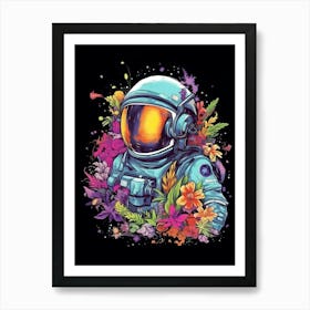 Astronaut With Flowers Art Print