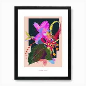 Monkey Orchid 2 Neon Flower Collage Poster Art Print