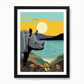 Simple Line Rhino Illustration 1 Art Print