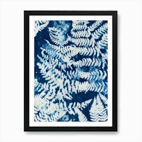 Fern Botanical Vintage Cyanotype Blue Art Print