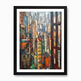 Window View New York Of In The Style Of Cubism 4 Art Print