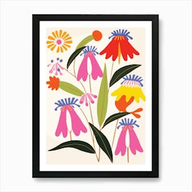 Flowers And Birds Art Print