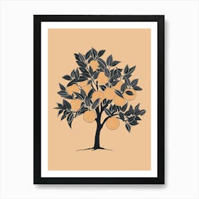 Orange Tree Minimalistic Drawing 4 Art Print