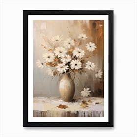 Daisy, Autumn Fall Flowers Sitting In A White Vase, Farmhouse Style 1 Art Print