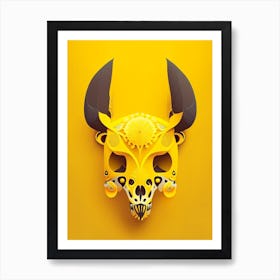 Animal Skull Yellow 3 Mexican Art Print