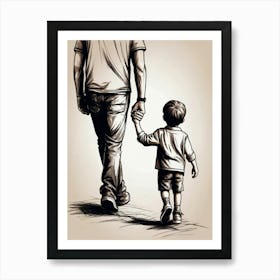 Father And Son Holding Hands Art Print