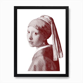 Girl with a Pearl Earring Dark Red Art Print