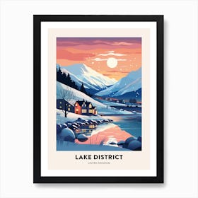 Winter Night  Travel Poster Lake District United Kingdom 3 Art Print