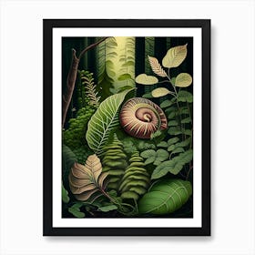 Garden Snail In Forest Botanical Art Print