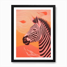 Zebra Coral Portrait Art Print