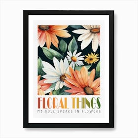 Floral Things Watercolor Daisies Art Print