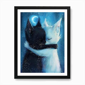 Two Cats Hugging 6 Art Print