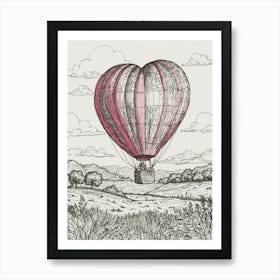 Heart Shaped Hot Air Balloon Art Print