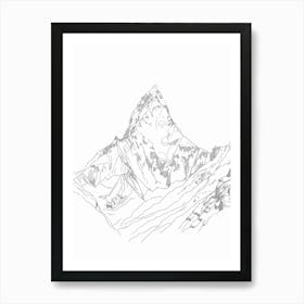 Ama Dablam Nepal Line Drawing 7 Art Print