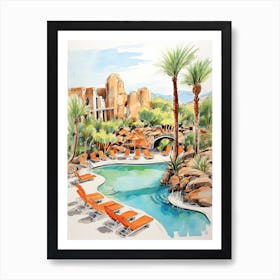 Sanctuary On Camelback Mountain Resort & Spa   Scottsdale, Arizona   Resort Storybook Illustration 3 Art Print