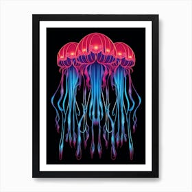 Upside Down Jellyfish Neon Illustration 1 Art Print