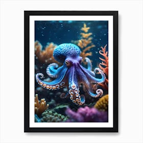Octopus Underwater Art Print