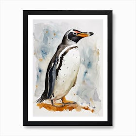 Humboldt Penguin Bleaker Island Watercolour Painting 1 Art Print