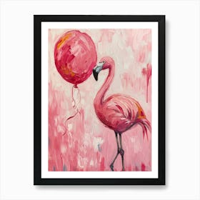 Cute Flamingo 1 With Balloon Art Print