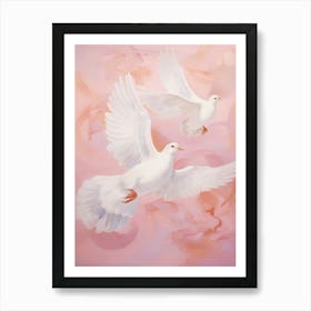 Pink Ethereal Bird Painting Dove 1 Art Print