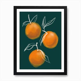 Oranges Kitchen Set Green And Orange Art Print