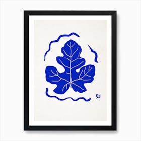 Fig Leaf In Blue Art Print