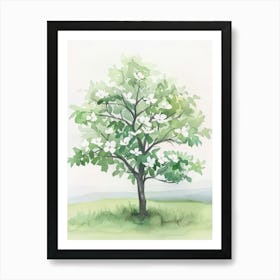 Dogwood Tree Atmospheric Watercolour Painting 3 Art Print