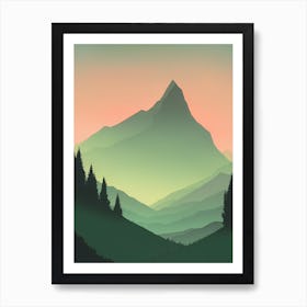 Misty Mountains Vertical Composition In Green Tone 65 Art Print