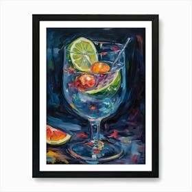 Gin Tonic G&T Cocktail Oil Painting 2 Art Print
