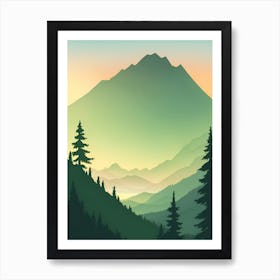 Misty Mountains Vertical Composition In Green Tone 14 Art Print