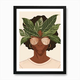 Afro-American Woman With Leaves On Her Head Art Print