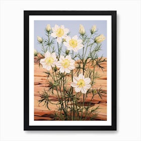 Love In A Mist Nigella 4 Flower Painting Art Print