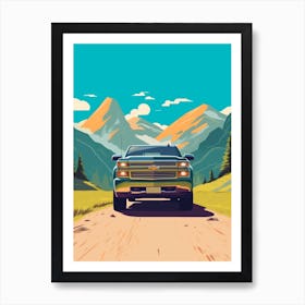 A Chevrolet Silverado In The Route Des Grandes Alpes Illustration 3 Art Print