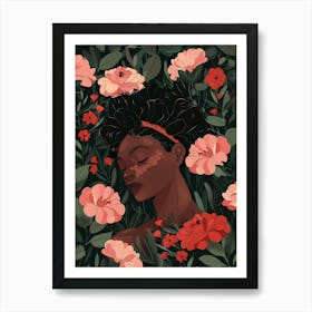 Black Girl In Flowers Art Print