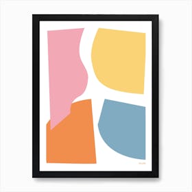 Collage Pink Orange Yellow White Graphic Abstract Art Print