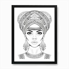 African Woman Coloring Page Art Print