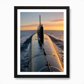 Submarine At Sunset-Reimagined 13 Art Print