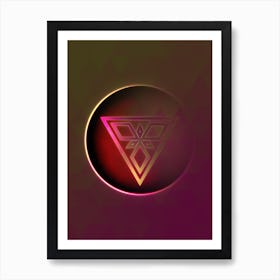 Geometric Neon Glyph on Jewel Tone Triangle Pattern 496 Art Print