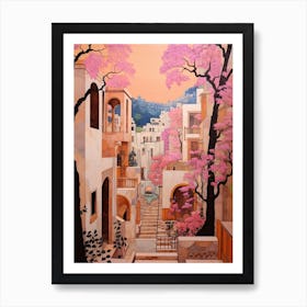 Byblos Lebanon 3 Vintage Pink Travel Illustration Art Print