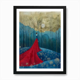 Woman In A Red Dress Style Abstract Art Print