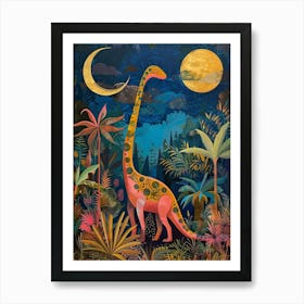 Colourful Dinosaur In The Landscape Painting 2 Art Print