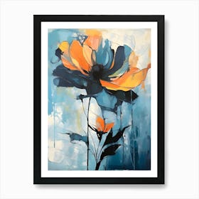 Orange And Blue Flower Art Print