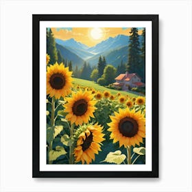 Sunflowers In The Field Art Print