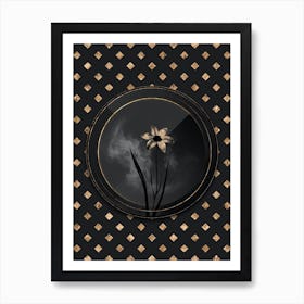 Shadowy Vintage Lady Tulip Botanical in Black and Gold n.0132 Art Print