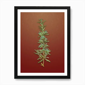 Vintage Rosemary Botanical on Falu Red Pattern n.0221 Art Print