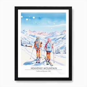 Heavenly Mountain   California Nevada Usa, Ski Resort Poster Illustration 0 Art Print