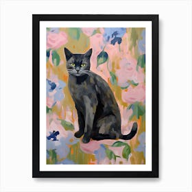 A Chartreux Cat Painting, Impressionist Painting 3 Art Print