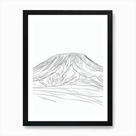 Mount Kilimanjaro Tanzania Line Drawing 6 Affiche